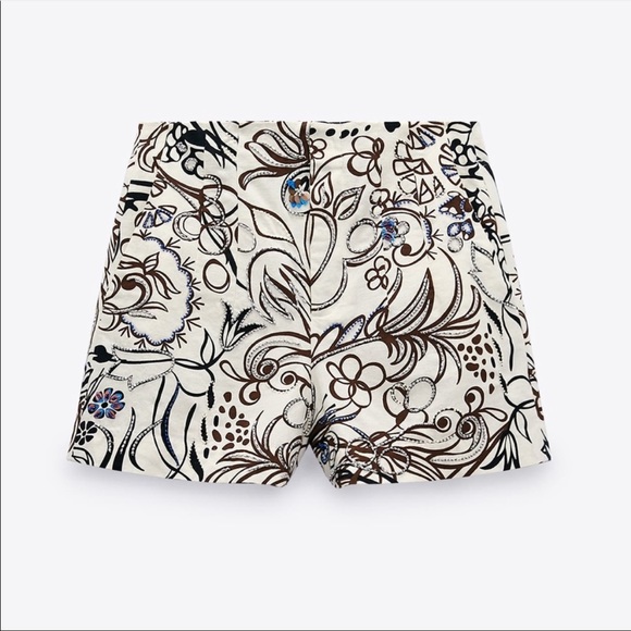 ZARA PRINTED HIGH WAISTED JEWEL EMBELLISHED SHORTS BLOGGERS FAV XS - Picture 6 of 6